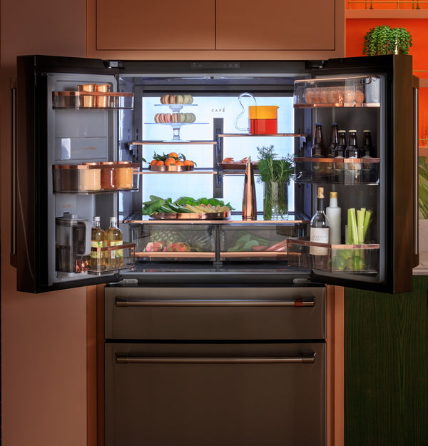 Cafe Counter-Depth 23.2-cu ft 4 -Door Smart Compatible French Door Refrigerator with Ice Maker with Water Dispenser ( Stainless Steel ) ENERGY STAR Certified