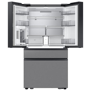 Samsung Bespoke Standard-Depth Family Hub 28.6-cu ft 4 -Door Smart Compatible French Door Refrigerator with Dual Ice Maker with Water Dispenser ( Charcoal Glass Top with Stainless Steel Bottom Panels ) ENERGY STAR Certified