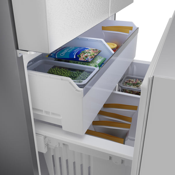 Bosch Counter-Depth 500 Series 21.6-cu ft 3 -Door Smart Compatible French Door Refrigerator with Ice Maker with Water and Ice Dispenser ( Stainless Steel ) ENERGY STAR Certified