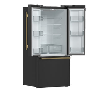 FORNO Counter-Depth Espresso Gallipoli 17.5-cu ft 3 -Door French Door Refrigerator with Ice Maker with Ice Dispenser ( Black ) ENERGY STAR Certified