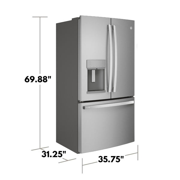GE Profile Counter-Depth 22.2-cu ft 3 -Door French Door Refrigerator with Ice Maker with Water and Ice Dispenser ( Stainless Steel ) ENERGY STAR Certified