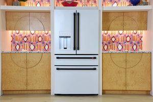 Cafe Standard-Depth 27.8-cu ft 4 -Door Smart Compatible French Door Refrigerator with Ice Maker with Water and Ice Dispenser ( Matte White ) ENERGY STAR Certified