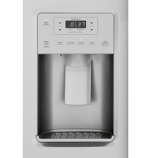 GE 21.8-cu ft Counter-Depth Side-by-Side Refrigerator with Ice Maker ,Water and Ice Dispenser ( Stainless Steel )
