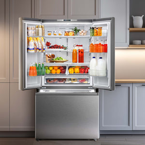 Hisense PureFlat Standard-Depth 26.6-cu ft 3 -Door French Door Refrigerator with Ice Maker with Water Dispenser ( Fingerprint resistant stainless steel ) ENERGY STAR Certified