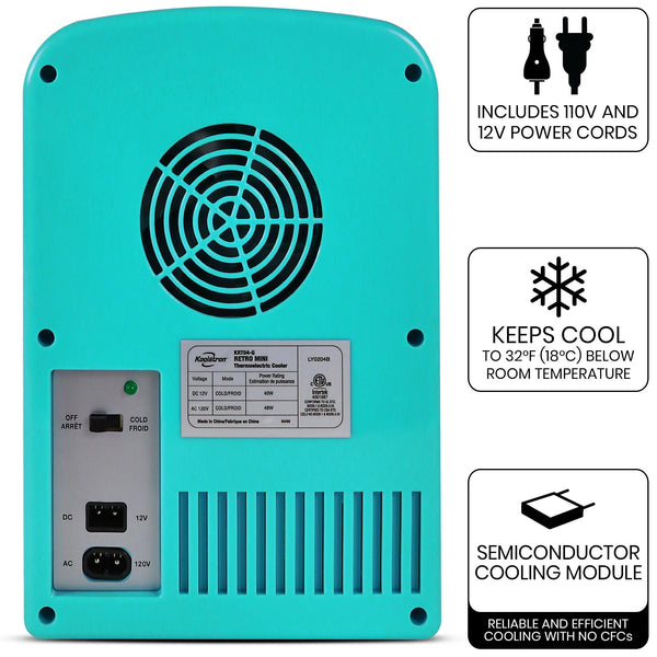 Koolatron 4L Retro Portable 6 can personal cooler 0.14-cu ft Mini Fridge ( Green )