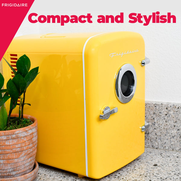 Frigidaire Built-in Bluetooth Speaker 0.3-cu ft Mini Fridge ( Yellow ) Garage Ready