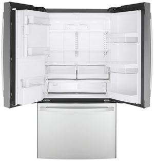 GE Counter-Depth 22.2-cu ft 3 -Door French Door Refrigerator with Ice Maker with Water and Ice Dispenser ( Stainless Steel ) ENERGY STAR Certified