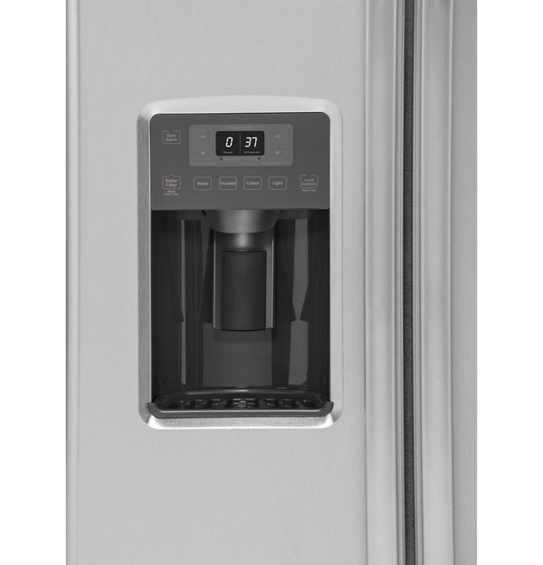 GE 21.9-cu ft Counter-Depth Side-by-Side Refrigerator with Ice Maker ,Water and Ice Dispenser ( Stainless steel )