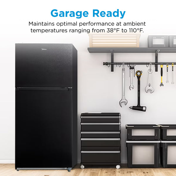 Midea Fingerprint Resistant 18.1-cu ft Top-Freezer Refrigerator ( Black ) Garage Ready ENERGY STAR Certified