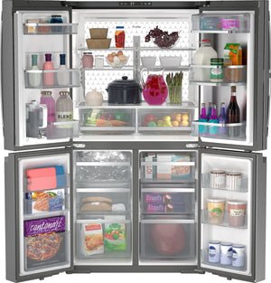 GE Profile Standard-Depth 28-cu ft 4 -Door Smart Compatible French Door Refrigerator with Ice Maker with Water Dispenser and Door within Door ( Fingerprint-resistant Stainless Steel ) ENERGY STAR Certified