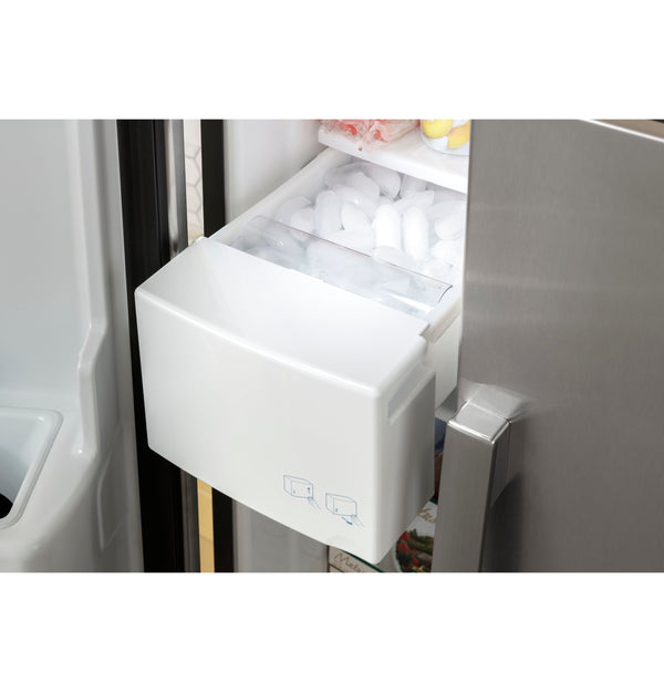 GE 23-cu ft Side-by-Side Refrigerator with Ice Maker ,Water and Ice Dispenser ( Slate )