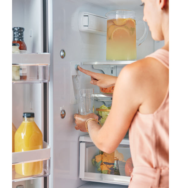 Cafe Counter-Depth 23.1-cu ft 3 -Door Smart Compatible French Door Refrigerator with Ice Maker with Water Dispenser ( Matte White ) ENERGY STAR Certified