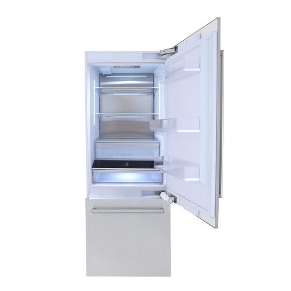 Kucht 16-cu ft Counter-Depth Built-In Bottom-Freezer Refrigerator with Ice Maker ( White ) ENERGY STAR Certified