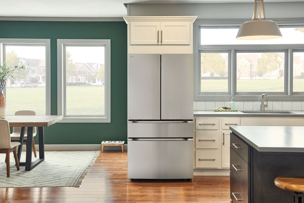 LG Counter-Depth 25.5-cu ft 4 -Door Smart Compatible French Door Refrigerator with Ice Maker with Water Dispenser ( PrintProof Stainless Steel ) ENERGY STAR Certified