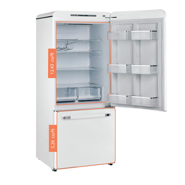 UNIQUE Classic Retro 17.7-cu ft Counter-Depth Bottom-Freezer Refrigerator with Ice Maker ( Marshmallow White ) ENERGY STAR Certified