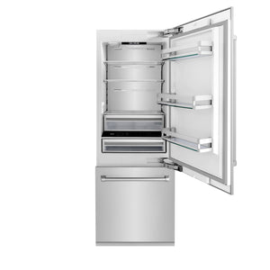 ZLINE KITCHEN & BATH Built-In 16.1-cu ft Counter-Depth Built-In Bottom-Freezer Refrigerator with Ice Maker ( Stainless Steel ) ENERGY STAR Certified