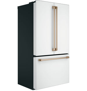 Cafe Counter-Depth 23.1-cu ft 3 -Door Smart Compatible French Door Refrigerator with Ice Maker with Water Dispenser ( Matte White ) ENERGY STAR Certified