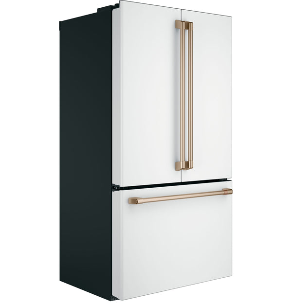 Cafe Counter-Depth 23.1-cu ft 3 -Door Smart Compatible French Door Refrigerator with Ice Maker with Water Dispenser ( Matte White ) ENERGY STAR Certified