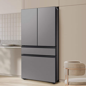 Samsung Bespoke Standard-Depth Inner Beverage Center 28.9-cu ft 4 -Door Smart Compatible French Door Refrigerator with Ice Maker with Water Dispenser ( Stainless Steel ) ENERGY STAR Certified