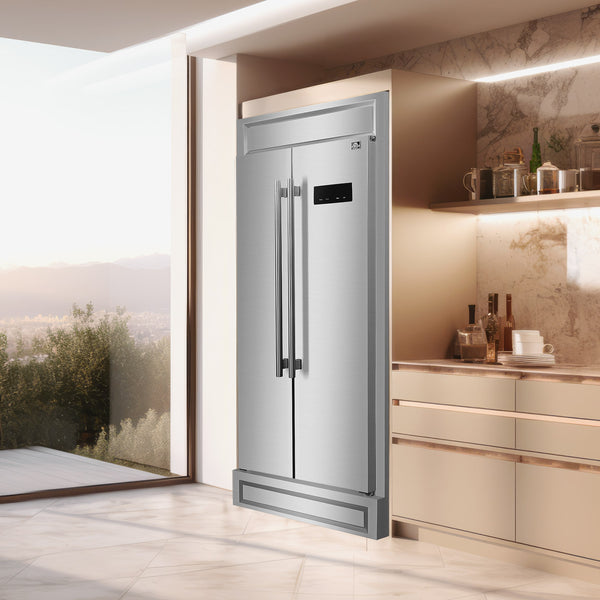 FORNO Salerno 15.6-cu ft Counter-Depth Side-by-Side Refrigerator Built-In ( Stainless steel )