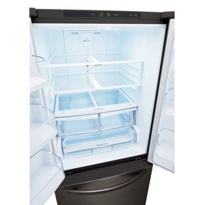 LG Standard-Depth 21.8-cu ft 3 -Door French Door Refrigerator with Ice Maker ( Black stainless steel )