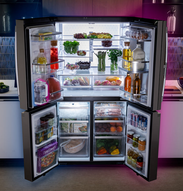 GE Profile Counter-Depth 22.9-cu ft 4 -Door Smart Compatible French Door Refrigerator with Ice Maker with Water Dispenser and Door within Door ( Stainless Steel ) ENERGY STAR Certified