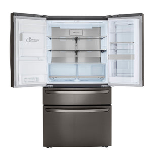 LG Counter-Depth Craft Ice 22.5-cu ft 4 -Door Smart Compatible French Door Refrigerator with Dual Ice Maker with Water and Ice Dispenser and Door within Door ( PrintProof Black Stainless Steel ) ENERGY STAR Certified