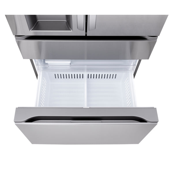 LG Standard-Depth 28.6-cu ft 4 -Door Smart Compatible French Door Refrigerator with Dual Ice Maker with Water and Ice Dispenser ( PrintProof Stainless Steel ) ENERGY STAR Certified