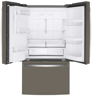 GE Counter-Depth 22.2-cu ft 3 -Door French Door Refrigerator with Ice Maker with Water and Ice Dispenser ( Slate ) ENERGY STAR Certified