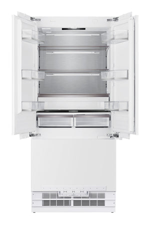 Kucht Counter-Depth 19.8-cu ft 3 -Door Built-In French Door Refrigerator with Ice Maker with Water and Ice Dispenser ( White ) ENERGY STAR Certified
