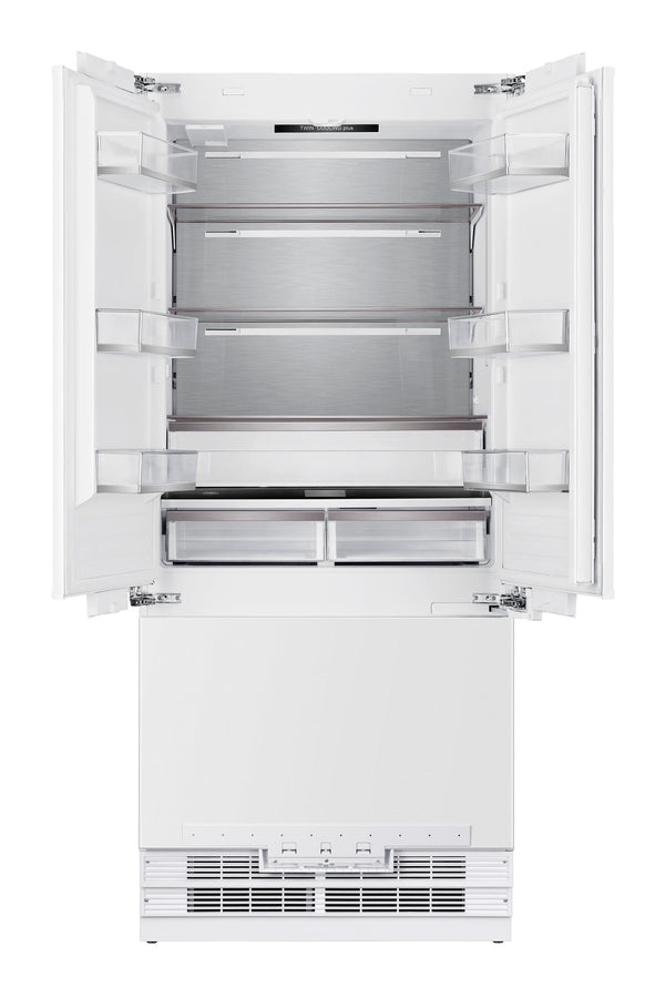Kucht Counter-Depth 19.8-cu ft 3 -Door Built-In French Door Refrigerator with Ice Maker with Water and Ice Dispenser ( White ) ENERGY STAR Certified