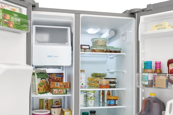 Frigidaire 25.6-cu ft Side-by-Side Refrigerator with Ice Maker ,Water and Ice Dispenser ( Fingerprint Resistant Stainless Steel ) ENERGY STAR Certified