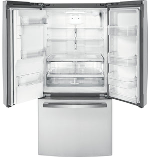 GE Counter-Depth 17.5-cu ft 3 -Door French Door Refrigerator with Ice Maker with Water and Ice Dispenser ( Stainless Steel ) ENERGY STAR Certified