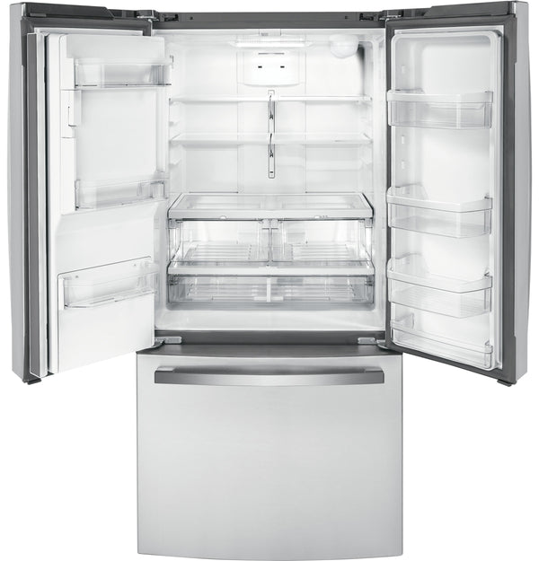 GE Counter-Depth 17.5-cu ft 3 -Door French Door Refrigerator with Ice Maker with Water and Ice Dispenser ( Stainless Steel ) ENERGY STAR Certified
