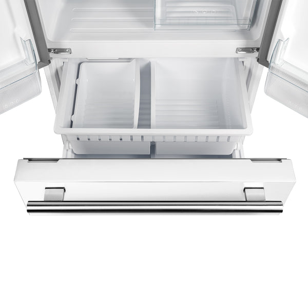 FORNO Counter-Depth Espresso Gallipoli 17.5-cu ft 3 -Door French Door Refrigerator with Ice Maker with Ice Dispenser ( White ) ENERGY STAR Certified