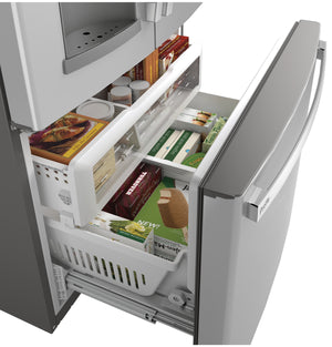 GE Profile Standard-Depth 27.8-cu ft 3 -Door French Door Refrigerator with Ice Maker with Water and Ice Dispenser ( Stainless Steel ) ENERGY STAR Certified