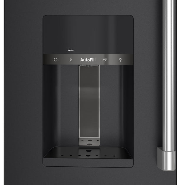 Cafe Standard-Depth 27.8-cu ft 4 -Door Smart Compatible French Door Refrigerator with Ice Maker with Water and Ice Dispenser ( Matte Black ) ENERGY STAR Certified