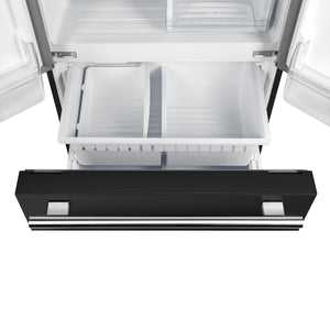 FORNO Counter-Depth Espresso Gallipoli 17.5-cu ft 3 -Door French Door Refrigerator with Ice Maker with Ice Dispenser ( Black ) ENERGY STAR Certified