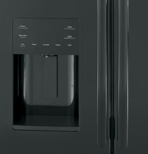 GE Standard-Depth 25.6-cu ft 3 -Door French Door Refrigerator with Ice Maker with Water and Ice Dispenser ( Black ) ENERGY STAR Certified