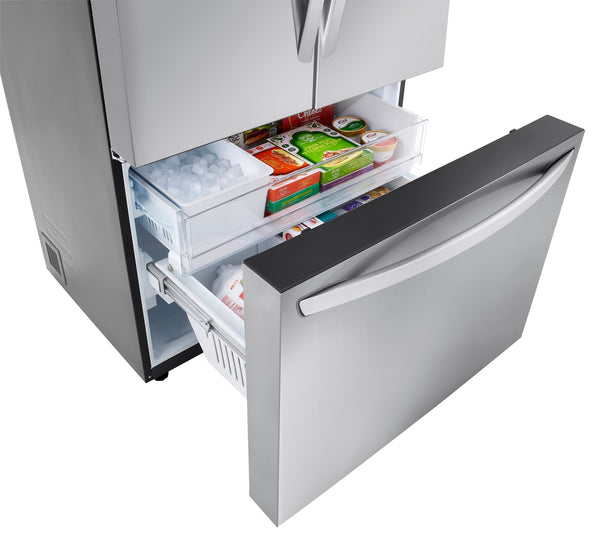 LG Counter-Depth MAX 26.5-cu ft 3 -Door Smart Compatible French Door Refrigerator with Ice Maker with Water Dispenser ( Stainless Steel ) ENERGY STAR Certified