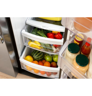 GE 23-cu ft Side-by-Side Refrigerator with Ice Maker ,Water and Ice Dispenser ( Slate )