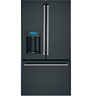 Cafe Counter-Depth 22.2-cu ft 3 -Door Smart Compatible French Door Refrigerator with Ice Maker with Water and Ice Dispenser ( Matte Black ) ENERGY STAR Certified