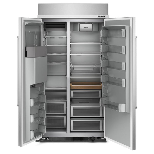 KitchenAid 25.1-cu ft Counter-Depth Side-by-Side Refrigerator Built-In with Ice Maker ,Water and Ice Dispenser ( Stainless Steel with PrintShield Finish ) ENERGY STAR Certified