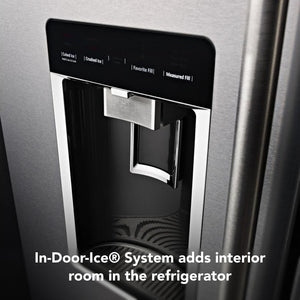 KitchenAid Counter-Depth 23.8-cu ft 3 -Door French Door Refrigerator with Ice Maker with Water and Ice Dispenser ( Stainless Steel with PRINTSHIELD Finish )