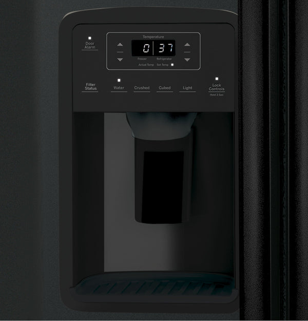 GE 23-cu ft Side-by-Side Refrigerator with Ice Maker ,Water and Ice Dispenser ( Black ) ENERGY STAR Certified