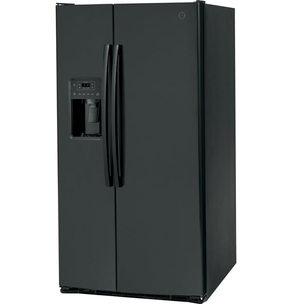 GE 25.3-cu ft Side-by-Side Refrigerator with Ice Maker ,Water and Ice Dispenser ( Black )