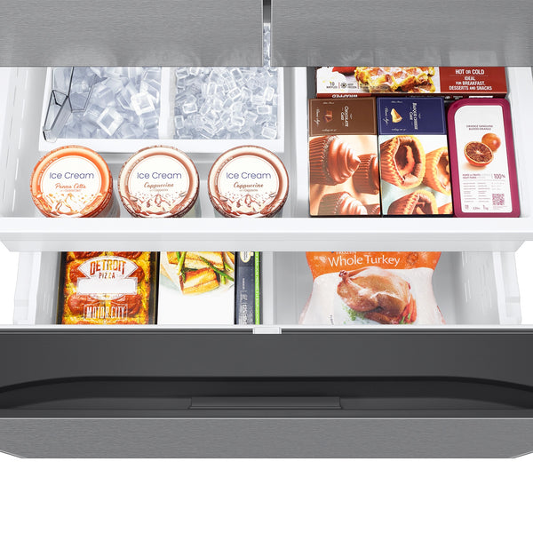 Samsung Standard-Depth Mega Capacity 31.5-cu ft 3 -Door Smart Compatible French Door Refrigerator with Dual Ice Maker ( Fingerprint Resistant Stainless Steel ) ENERGY STAR Certified