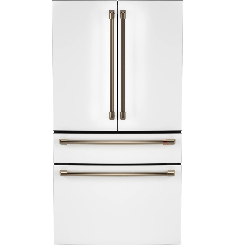 Cafe Counter-Depth 23.2-cu ft 4 -Door Smart Compatible French Door Refrigerator with Ice Maker with Water Dispenser ( Matte White ) ENERGY STAR Certified