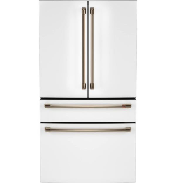 Cafe Counter-Depth 23.2-cu ft 4 -Door Smart Compatible French Door Refrigerator with Ice Maker with Water Dispenser ( Matte White ) ENERGY STAR Certified