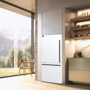 FORNO Milano Espresso 17.2-cu ft Counter-Depth Bottom-Freezer Refrigerator with Ice Maker ( White ) ENERGY STAR Certified